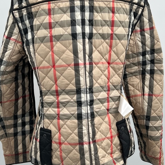 Burberry London England Women's Quilted Black Utility Nova Check Lined Jacket ~L - Picture 14 of 16